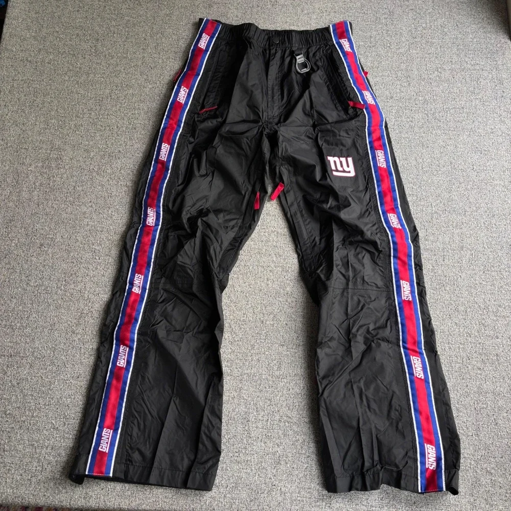 New York Giants Track Pants Mens Small Black NFL Football Full Side Zip Ripstop
